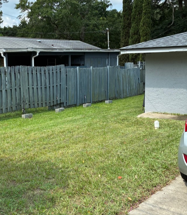 Freshly mowed residential lawn